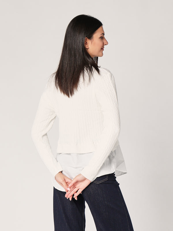 Maglia trecce con camicia