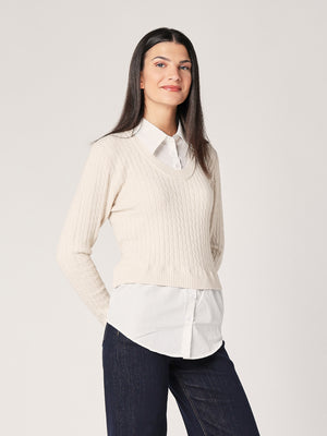Maglia trecce con camicia