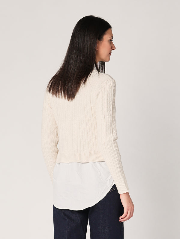 Maglia trecce con camicia