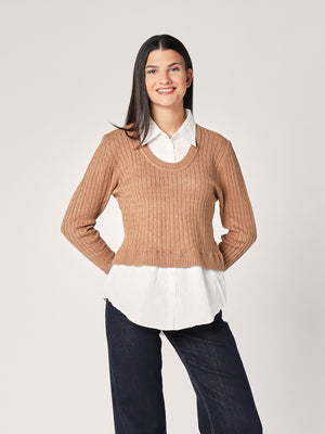 Maglia trecce con camicia