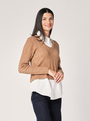 Maglia trecce con camicia