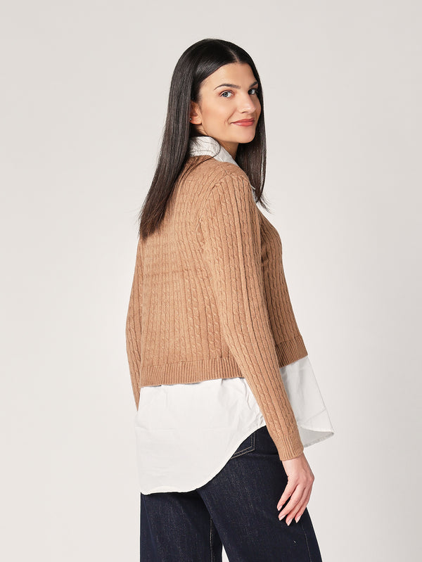Maglia trecce con camicia