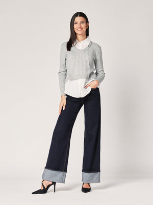 Maglia trecce con camicia