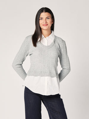 Maglia trecce con camicia