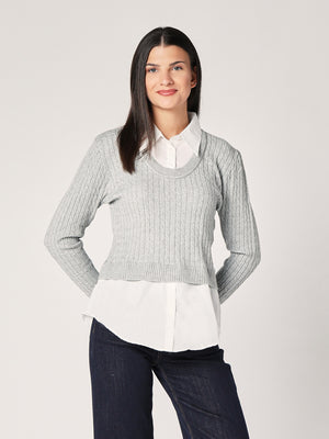 Maglia trecce con camicia