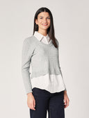 Maglia trecce con camicia