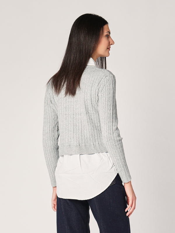 Maglia trecce con camicia