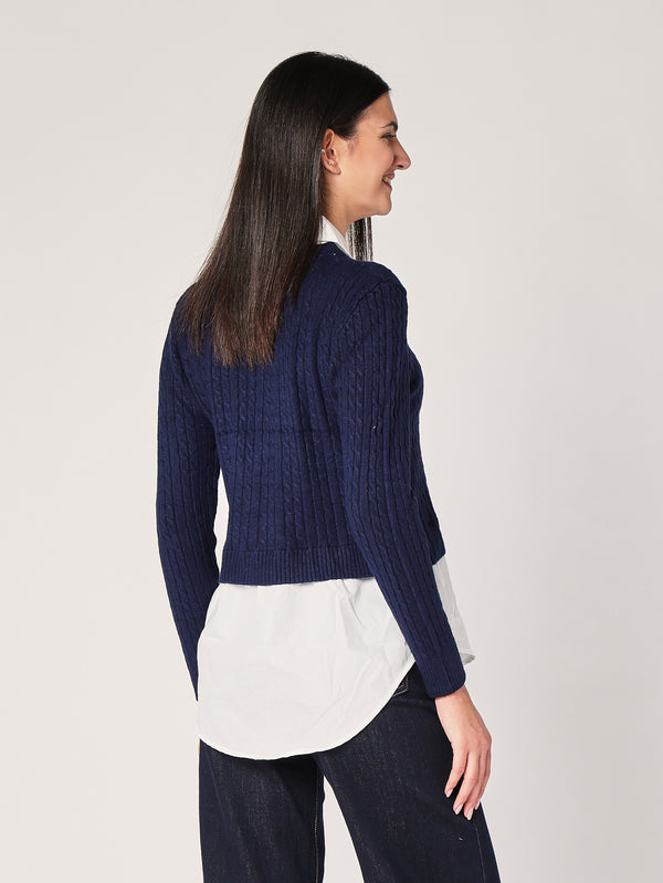 Maglia trecce con camicia