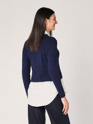 Maglia trecce con camicia