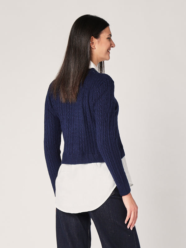 Maglia trecce con camicia