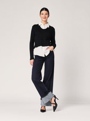 Maglia trecce con camicia