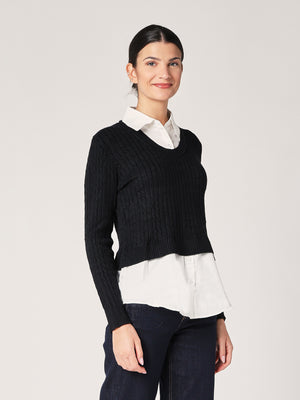 Maglia trecce con camicia