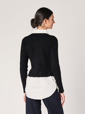 Maglia trecce con camicia