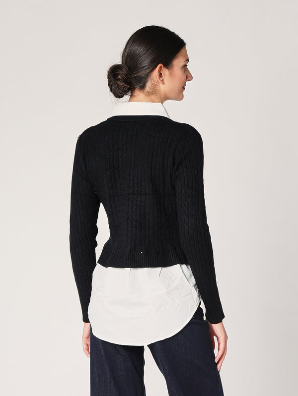 Maglia trecce con camicia