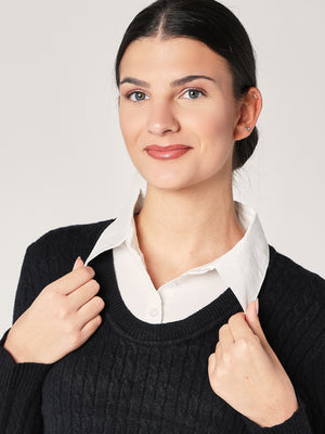 Maglia trecce con camicia