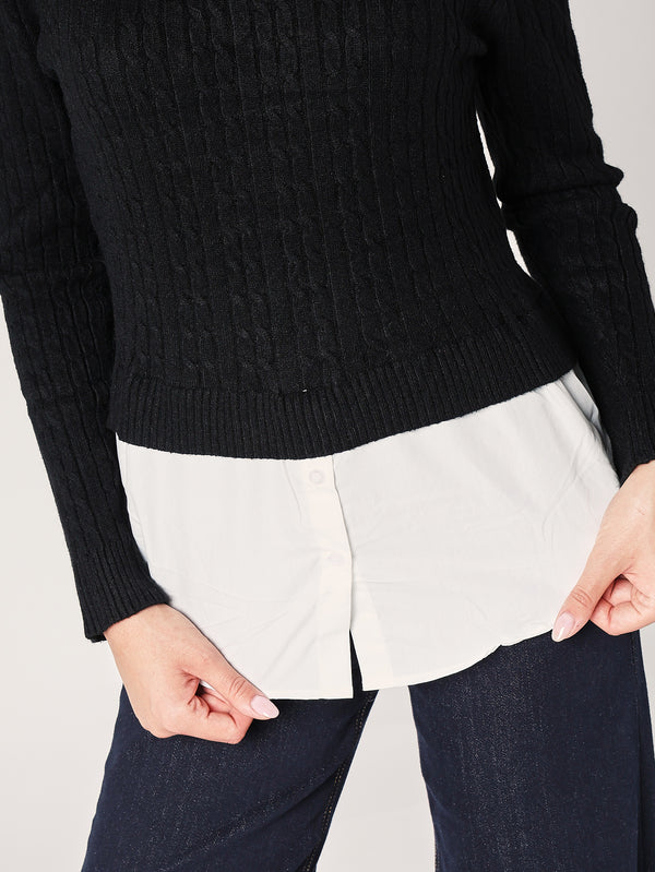 Maglia trecce con camicia
