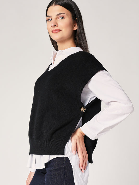 Gilet con bottoni a lato