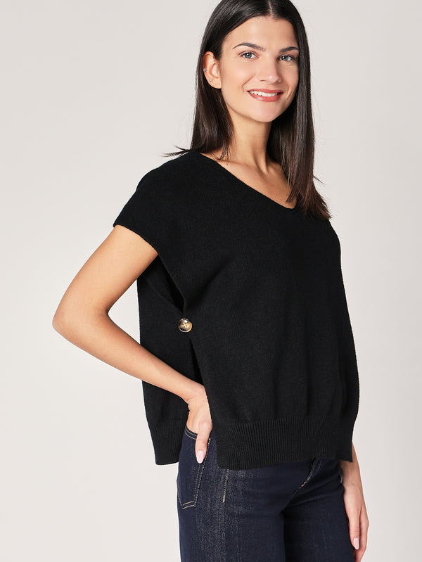 Gilet con bottoni a lato
