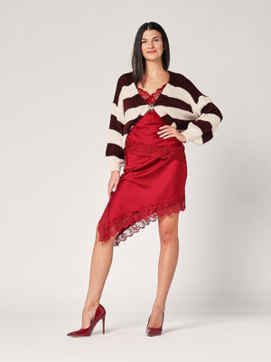 Cardigan a righe cin spilla
