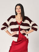 Cardigan a righe cin spilla