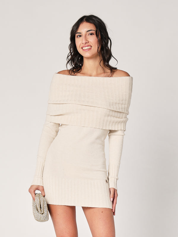 Abito maglia collo fascia