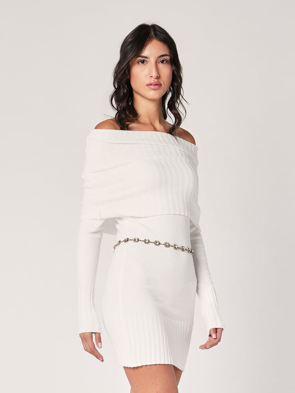 Abito maglia collo fascia
