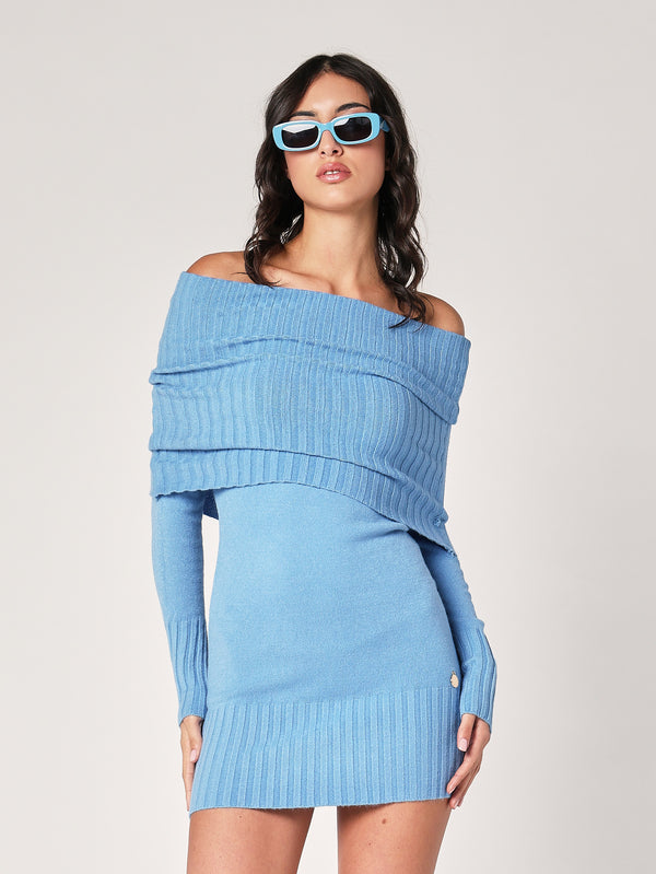 Abito maglia collo fascia
