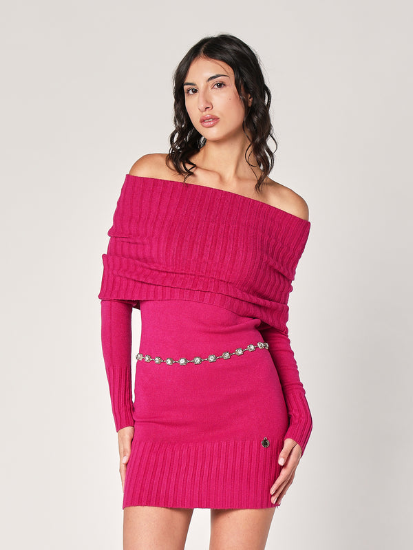 Abito maglia collo fascia