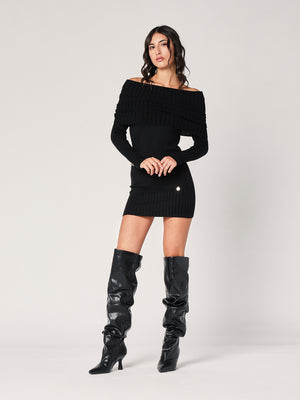 Abito maglia collo fascia
