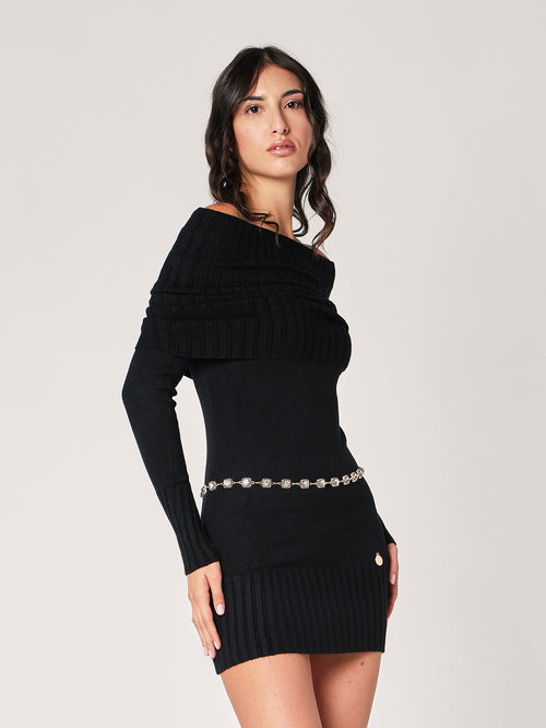 Abito maglia collo fascia