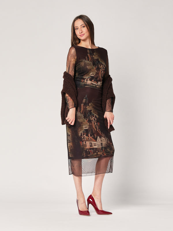 Abito a rete con stampa