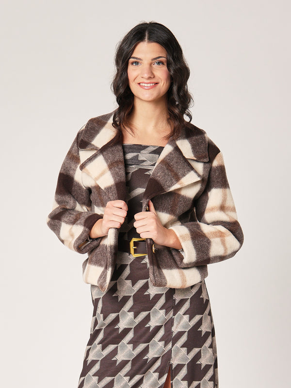Cappotto a quadretti corto