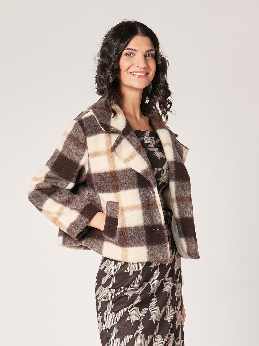 Cappotto a quadretti corto