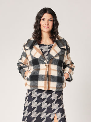 Cappotto a quadretti corto