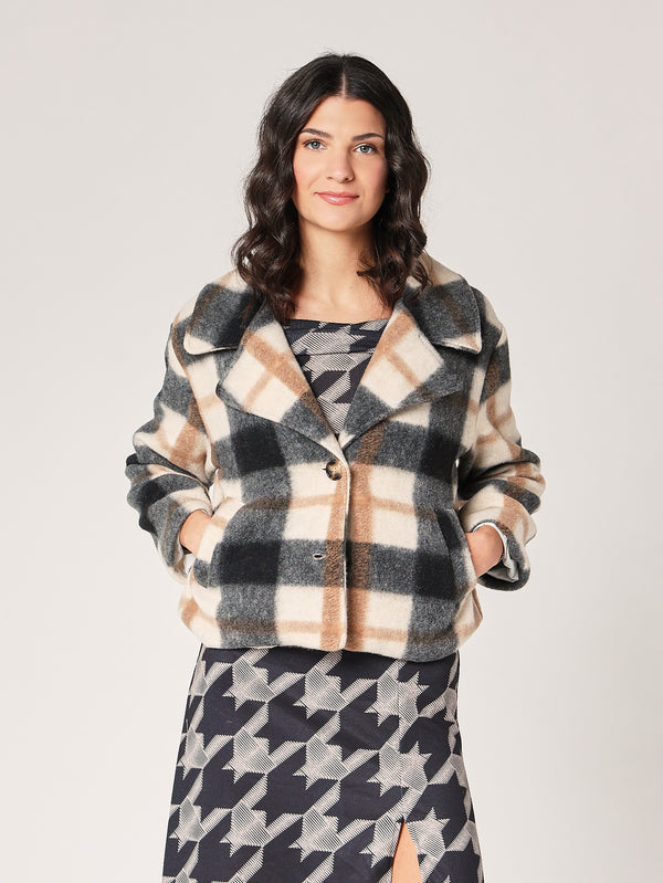 Cappotto a quadretti corto