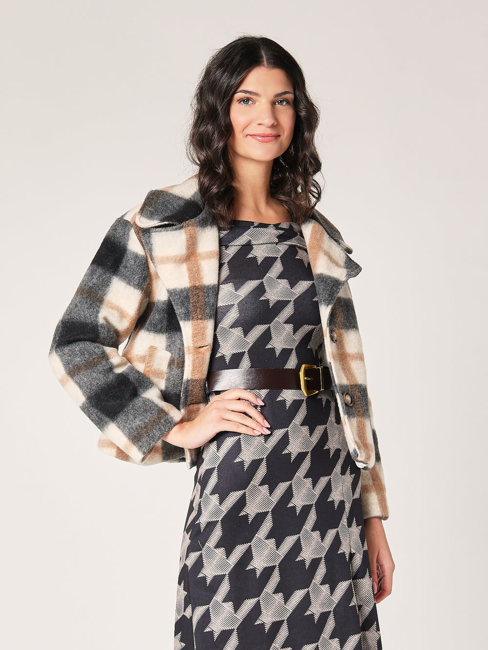 Cappotto a quadretti corto
