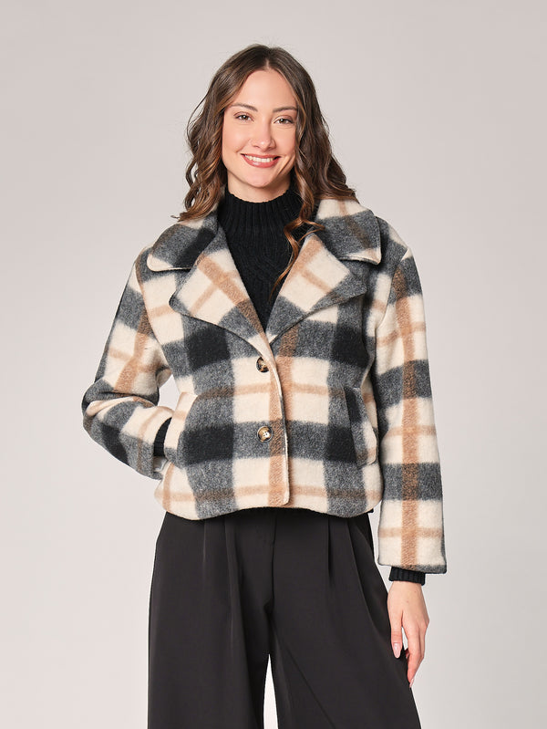 Cappotto a quadretti corto