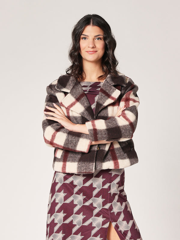 Cappotto a quadretti corto