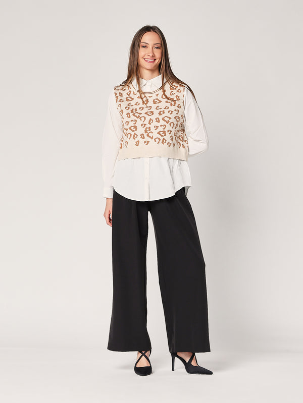 Maglia con camicia animal