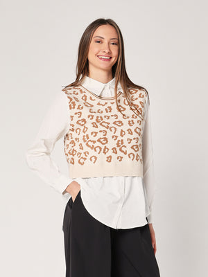 Maglia con camicia animal