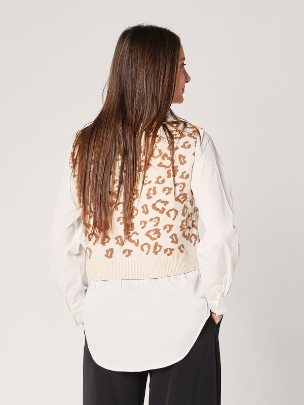 Maglia con camicia animal