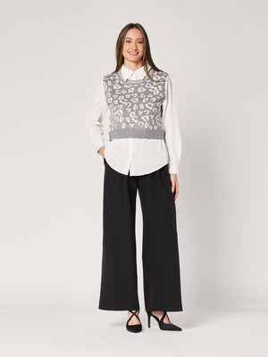 Maglia con camicia animal