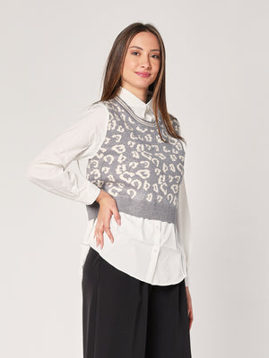 Maglia con camicia animal