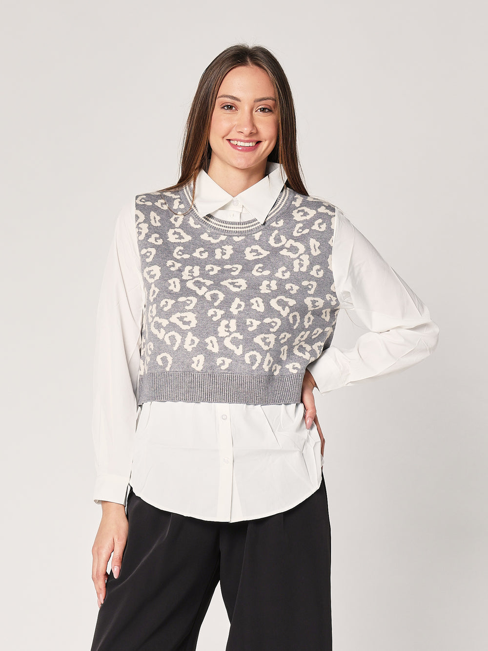 Maglia con camicia animal