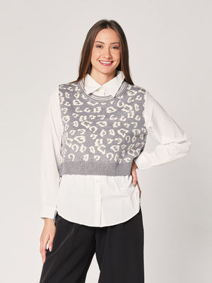 Maglia con camicia animal