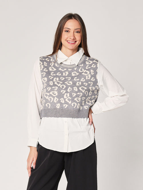 Maglia con camicia animal