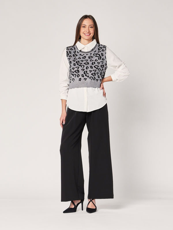 Maglia con camicia animal