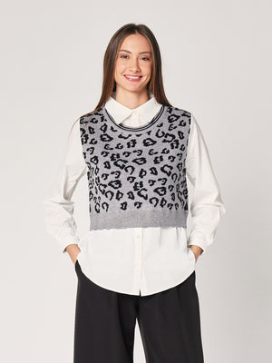 Maglia con camicia animal