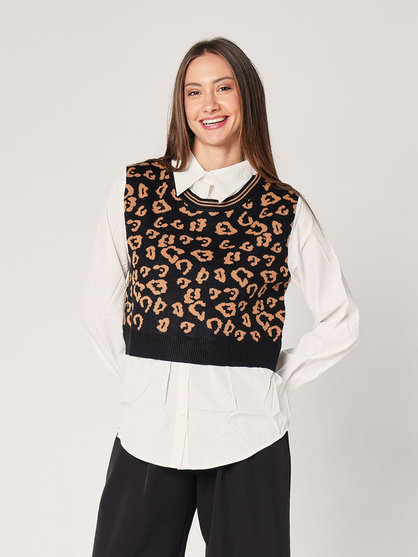 Maglia con camicia animal