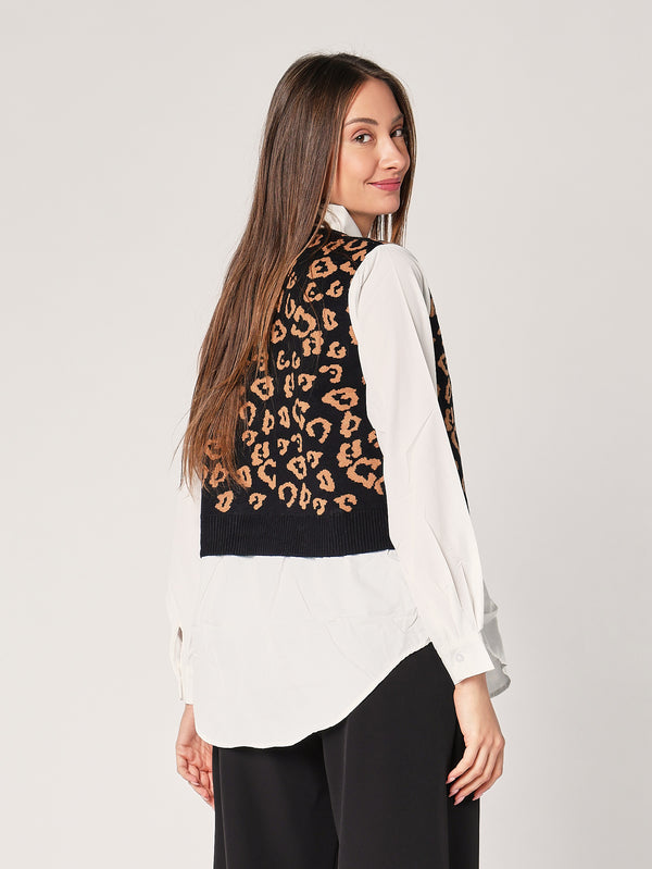 Maglia con camicia animal